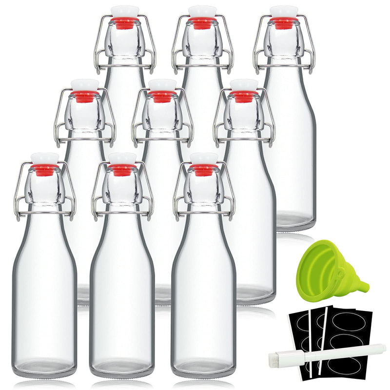 YEBODA 8Oz Swing Top Bottles - Glass Beer Bottle with Airtight Rubber Seal Flip Caps for Home Brewing Kombucha, Beverages, Oil, Vinegar, Water,