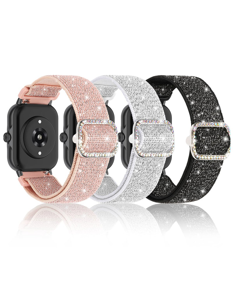 Sparkly Elastic Nylon Bands Compatible with Woneligo/Fitpolo Smart Watch IDW13, 22mm Stretchy Straps for TOOBUR IDW19/ENOMIR IDW19/MILOUZ