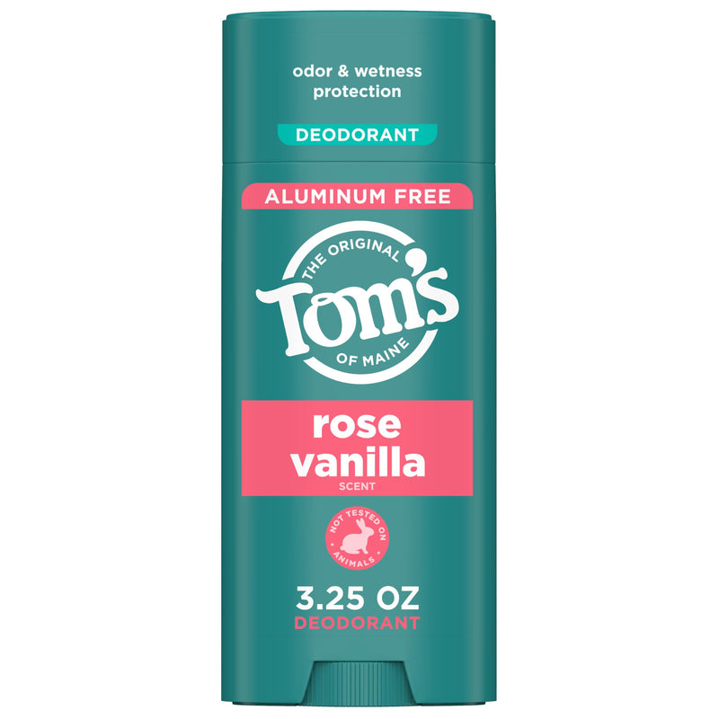 TomâS of Maine Rose Vanilla Aluminum Free Natural Deodorant for Women & Men | Goes on Clear | Odor & Wetness Protection | Naturally Derived and