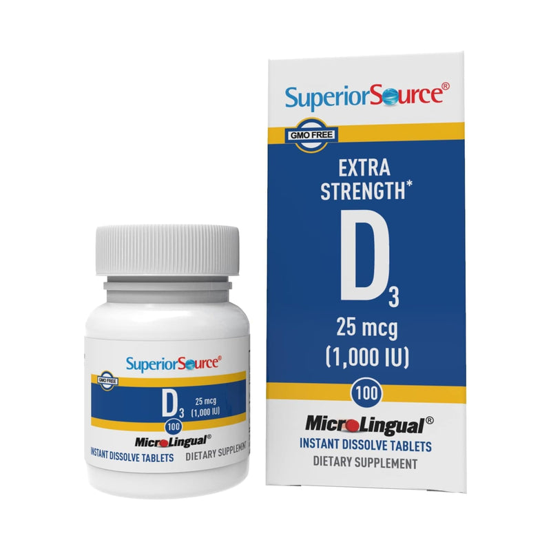 Superior Source Vitamin D3 1000 IU - Offers Immune System, Brain & Nervous System Support - Aids Calcium Absorption for Teeth & Bone Health -
