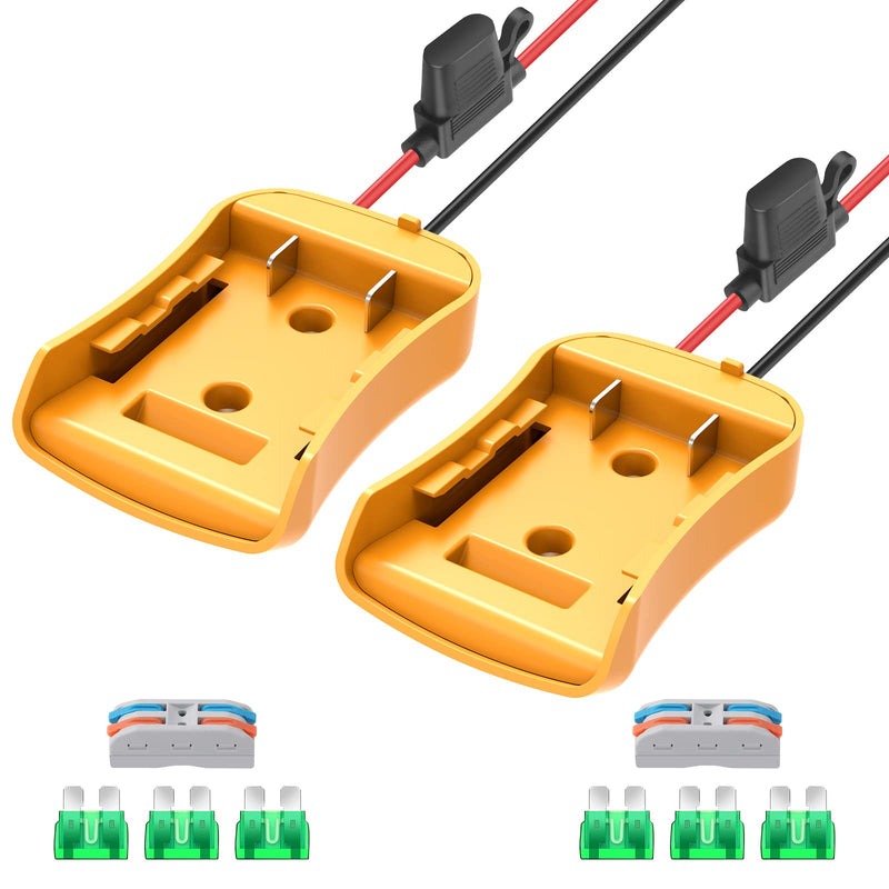 2 Packs Power Wheel Adapter for Dewalt 20V Battery Adapter Power Wheel Battery Converter Kit with Fuses & Wire Terminals, 12AWG Wire, Power