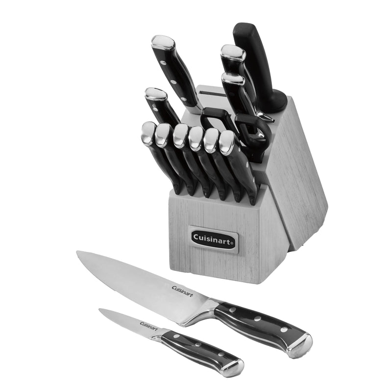Cuisinart Classic Forged Triple Rivet, 15-Piece Knife Set with Block, Superior High-Carbon Stainless Steel Blades for Precision and Accuracy