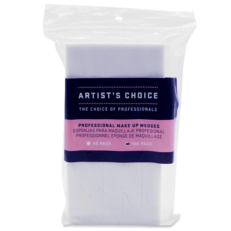 Artist's Choice Makeup Wedges, 100 Pack Triangle Cosmetic Sponges for Foundation, Blush, Concealer, and Eye Shadow, Crisp Edges for Precise