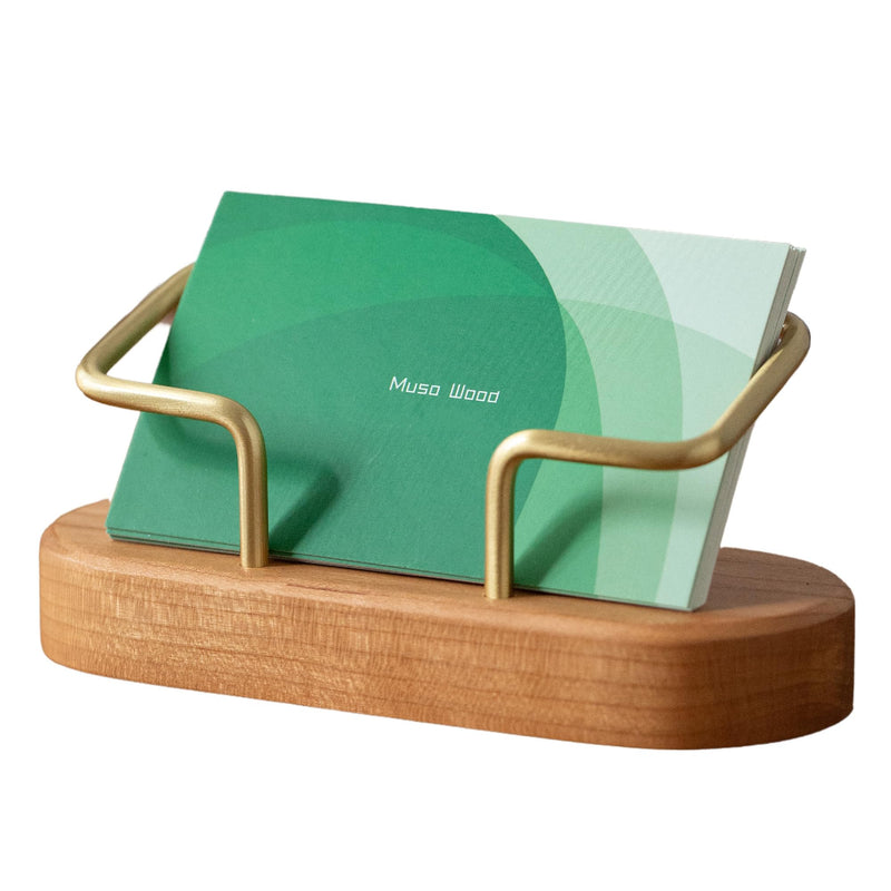 muso wood Cherry Business Card Holder for Desk, 1 Pack Cherry 1pack