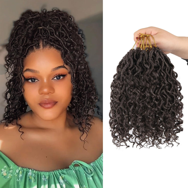 Vemet Goddess Locs Crochet Hair,8 Inch 9 Packs Faux Locs Synthetic Crochet Hair, Boho Style Pre looped crochet with Curly Ends 8 Inch(Pack of 9) #4