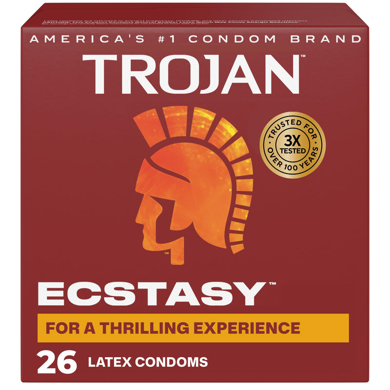Trojan Ultra Ribbed Ecstasy Lubricated Condoms, 26 Count 26 Count (Pack of 1) Ultra Ribbed Ecstasy