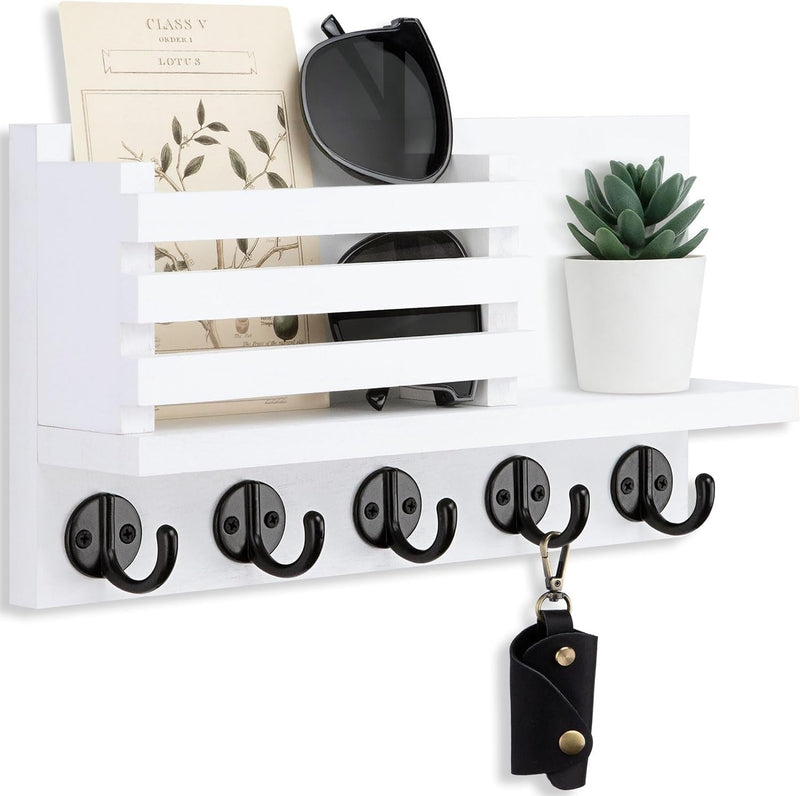 Key Holder for Wall âÃÂàDecorative Wooden Mail Holder and Key Shelf with Mounting Hardware, Installation Guide âÃÂàPaulownia