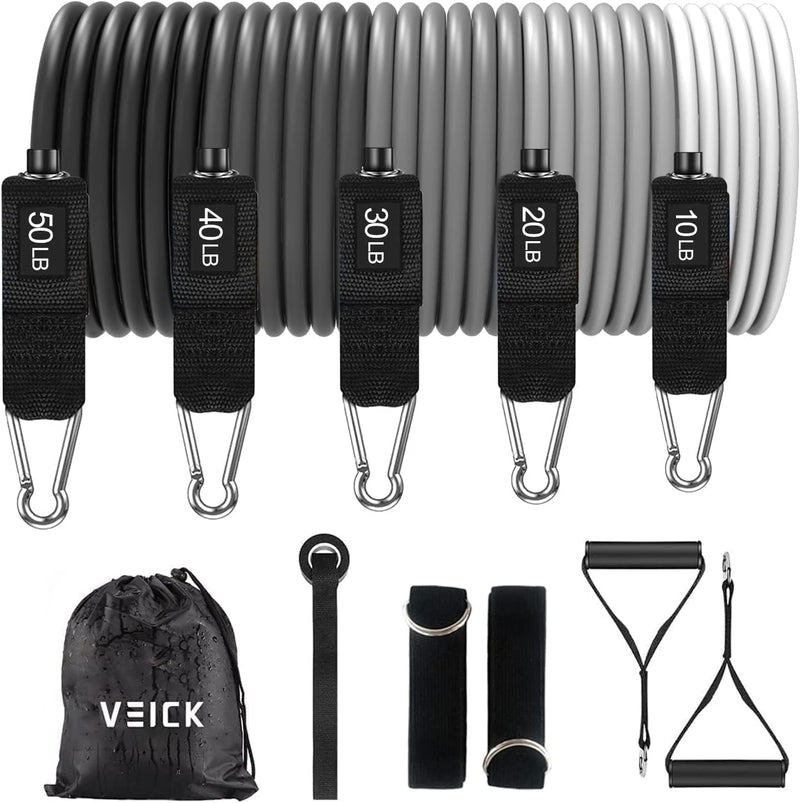 VEICK Resistance Bands, Exercise Bands, Workout Bands Set for Working Out with Handles for Men Women, Elastic Exercising Bands for Fitness Weights