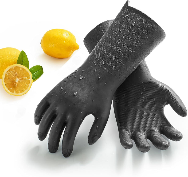 Vgo... 1 Pair Household Cleaning Gloves Infused with Rresh Rich Aromas, Lined Dishwashing Gloves,Long Sleeves Kitchen Gloves, Bathroom Cleaning,