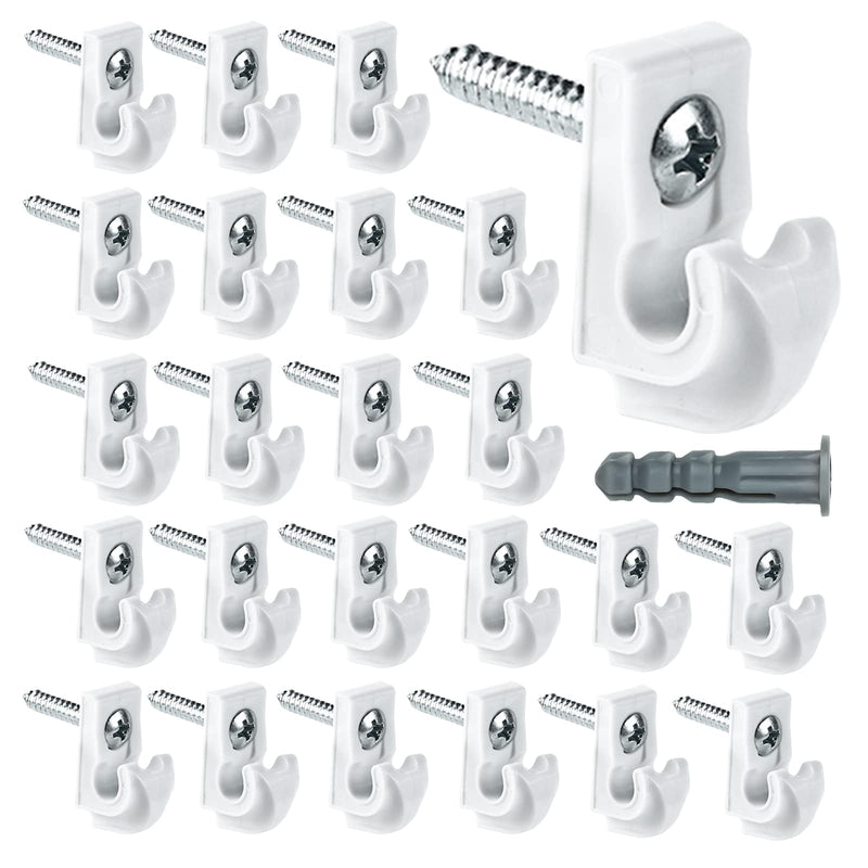 24 Pack White Down Wall Clip Closet Shelves Clips Wire Shelf Loop Clip Plastic Wire Shelf Brackets Included Clips Screws and Expansion Tubes for