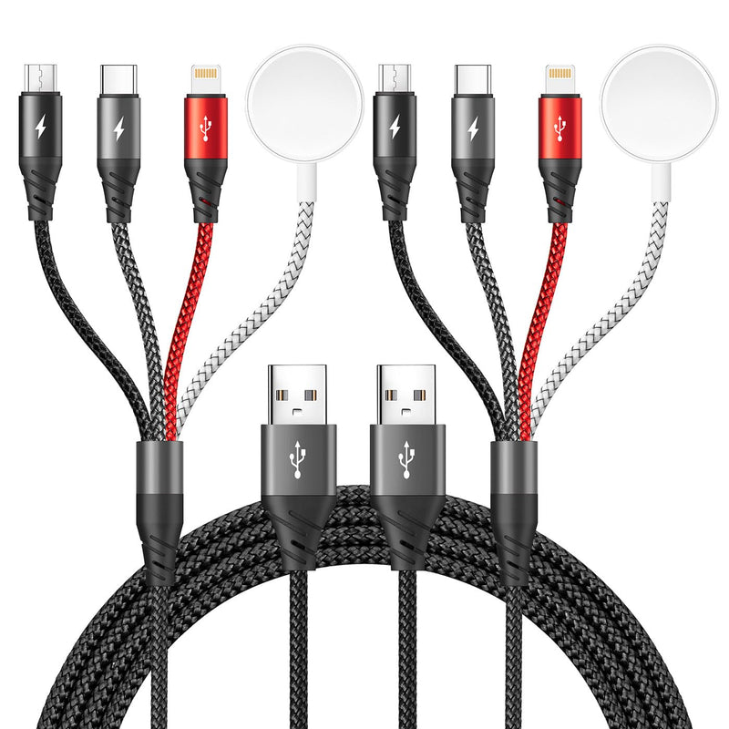 4 in 1 Multi Charging Cable for Apple Watch Charger/iPhone Charger,Travel Essentials Multi Charger Cord for Multiple Devices Compatible with