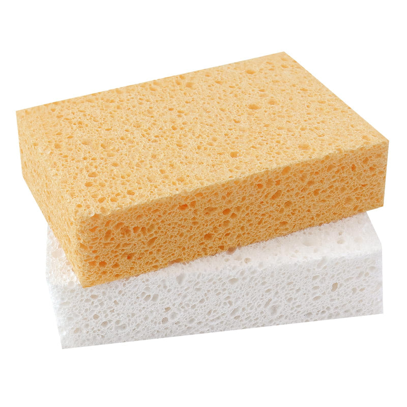 Extra Large Cellulose Kitchen sponges, 5.9" x 4.3" x 1.4", 2-Pack | Natural Cellulose Sponges for Cleaning & Household, Non-Scratch, Reusable and