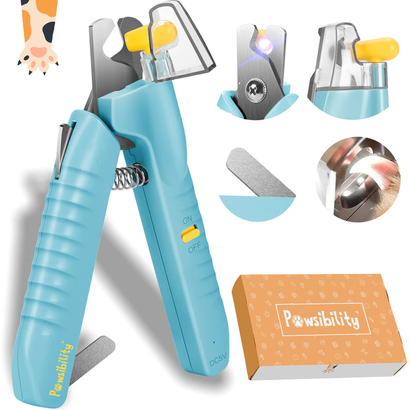 Pawsibility - Reinvented Pet Nail Clippers for Your Pal - USB Rechargeable LED Light for Bloodline | Razor Sharp and Durable Blade | Vets