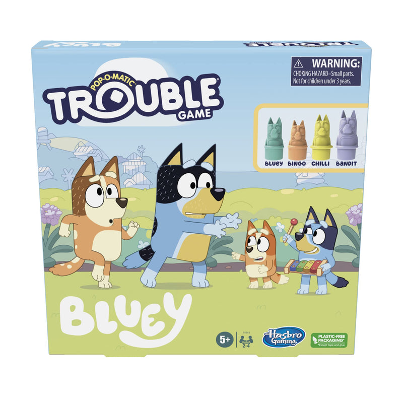 Hasbro Gaming Trouble: Bluey Edition Board Game for Kids, 2-4 Players, Race Bluey, Bingo, Bandit, or Chilli to the Finish, Ages 5 and up (Amazon