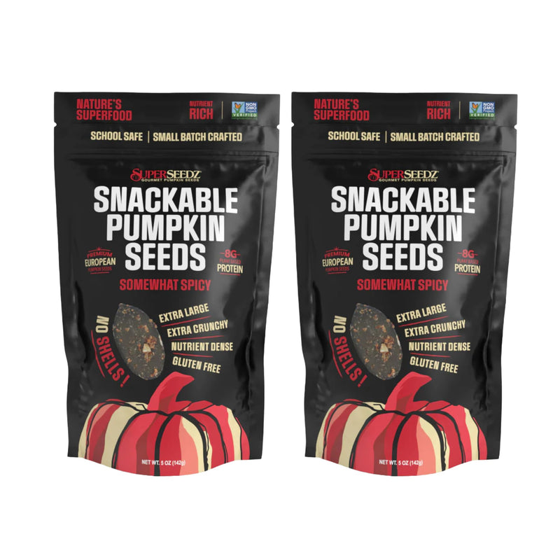 SuperSeedz Dry Roasted Pumpkin Seeds Somewhat Spicy – 8g Protein, Non-GMO Gluten-Free, Keto Snacks – Nut Free & School Friendly Organic Pumpkin