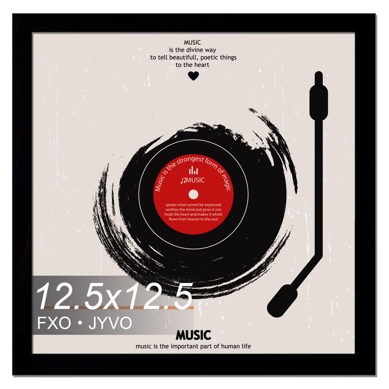 Vinyl Record Frame for the Wall Display Album Cover, Black 12.5 X 12.5 Frame for Any 12 Inch LP Record with Cover - 1 Pack/Black