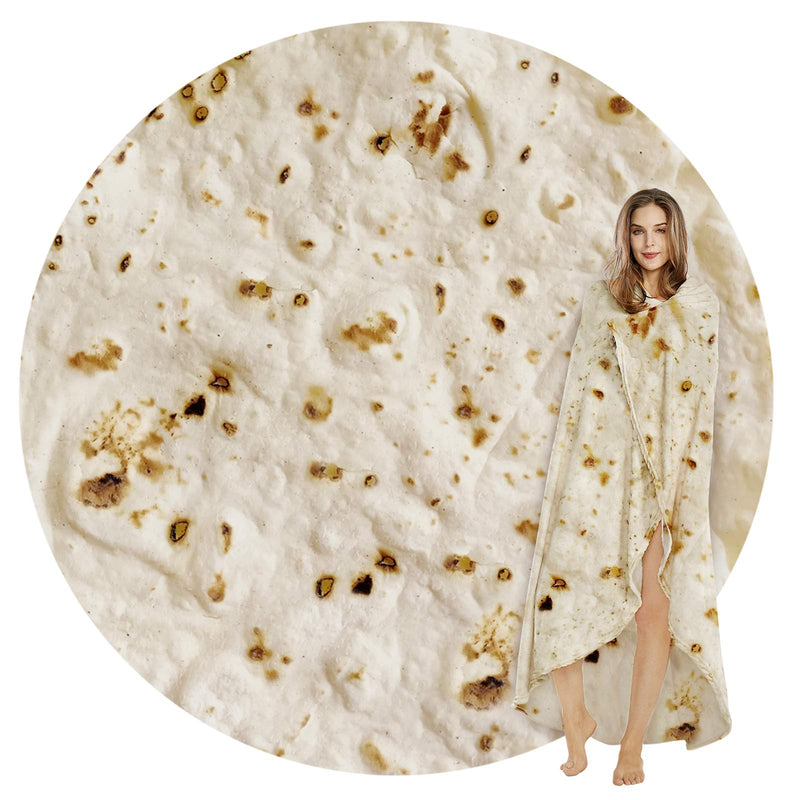 SeaRoomy Burritos Tortilla Throw Blanket, Tortilla Wrap Blanket, Novelty Funny Tortillas Round Blanket Giant Tortillas Round Soft Blankets for
