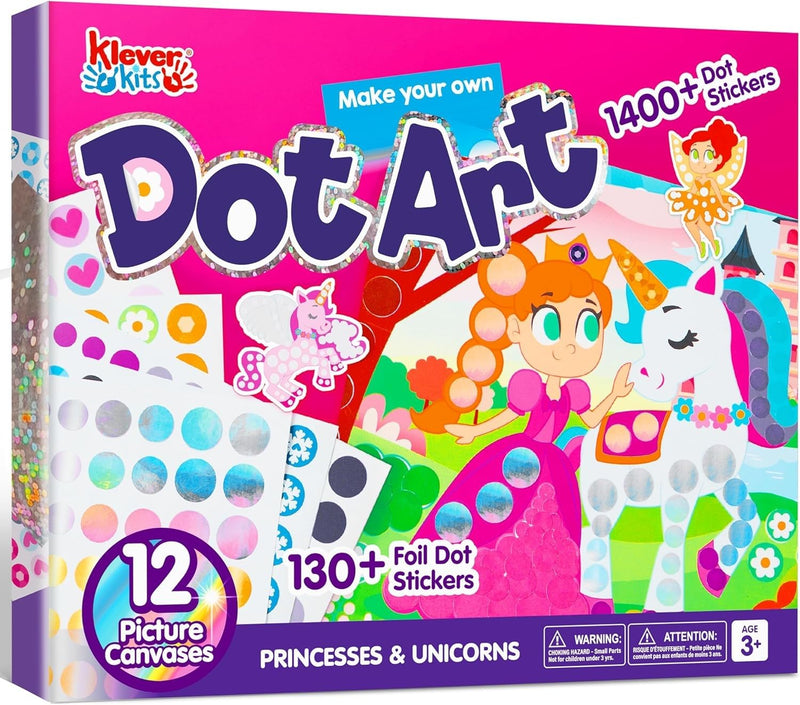 Klever Kits Dot Art Kit for Kids, No Mess Sticker for Toddlers 3-7, Craft Kits, DIY Creative Activity, Travel Toy, Birthday Presents for Boys