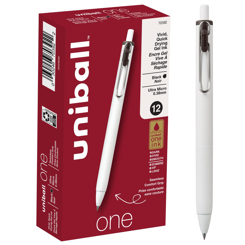 Uniball One Gel Pen 12 Pack; 0.38mm Ultra Micro Black Pens; Gel Ink Pens | Office Supplies Sold by Uniball are Pens; Ballpoint Pen; Colored Pens;