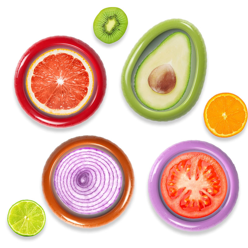 Avocado Saver and onion storage - Set of 4 Preventing Food Flavor Skewering Reusable Storage Containers for Fridge -Ideal for Garlic, Onions,