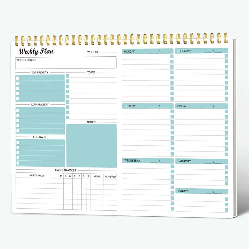 Weekly Planner Notepad Undated Weekly Goals Schedule Planner To Do List Notebook Planning Pad Calendars Organizers Habit Tracker Journal for Man &