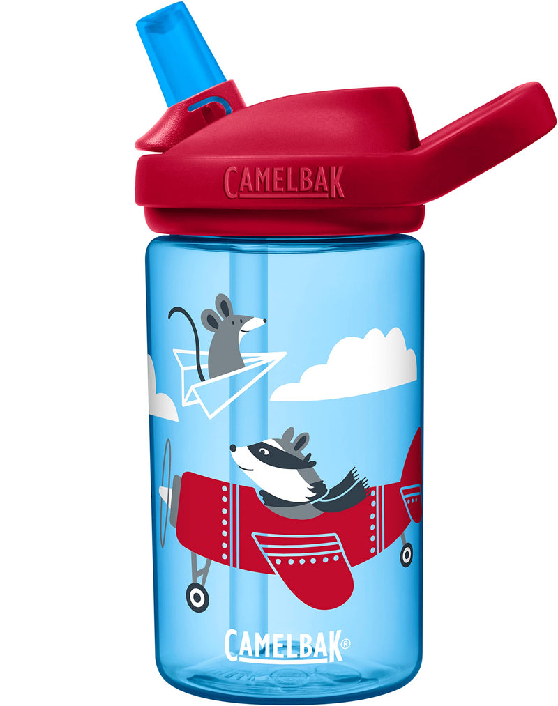 CamelBak Eddy+ Kids Water Bottle with Bite Valve Straw, Leak‑Resistant Easy Sip Design for Everyday Hydration, 14oz | Kids Airplane Bandits
