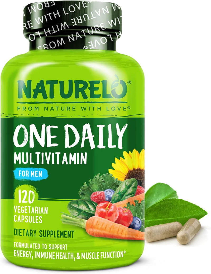 NATURELO Mens Multivitamins - One Daily Multivitamin for Men with Vitamins, Minerals & Organic Whole Foods, Boost Energy & Health, Non-Gmo, 120