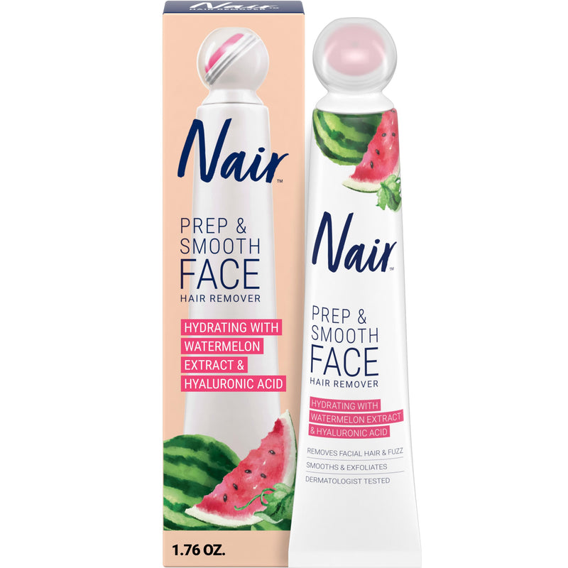 NAIR Prep & Smooth Face Exfoliating Hair Removal Cream for Women, 1.76 Oz 1.76 Fl Oz (Pack of 1) Hair Removal Agent