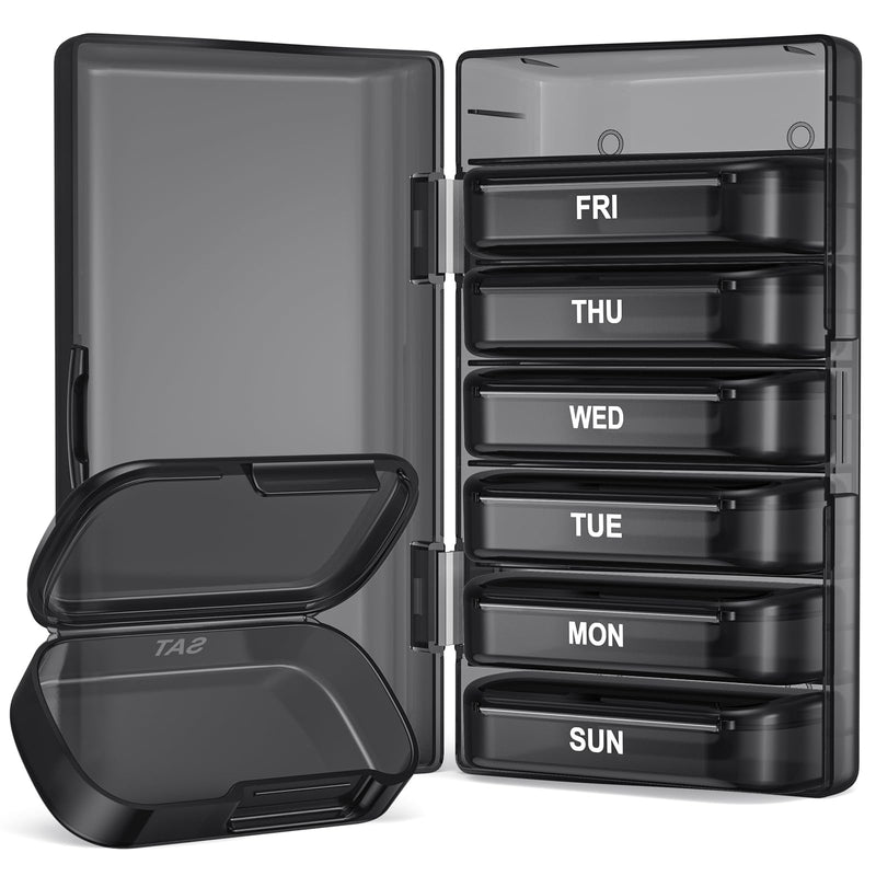 PULIV Pill Organizer with Large Capacity, Dual Protection Pill Box 7 Day, Arthritis Friendly Pill Case Easy to Open, Weekly Medicine Organizer for