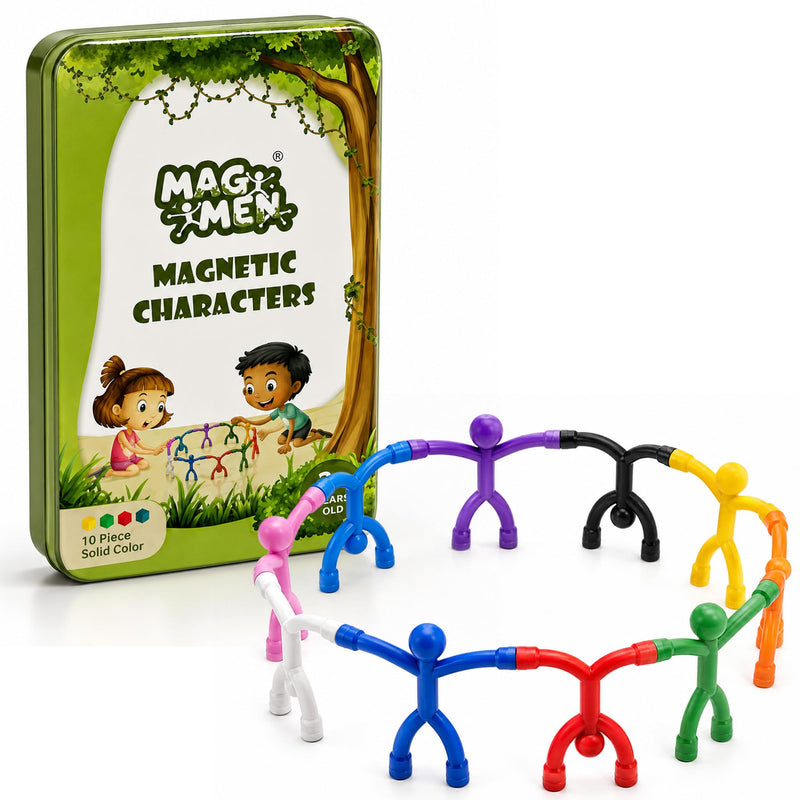 MAGMEN Magnetic Fidget Figures | Travel Toys for Kids (10-Piece Solid) 10 Piece Solid