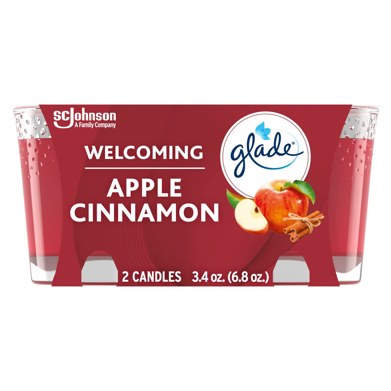 Glade Candle Jar, Air Freshener, Apple Cinnamon, 3.4 Oz, 2 Count Apple Cinnamon 2 Count