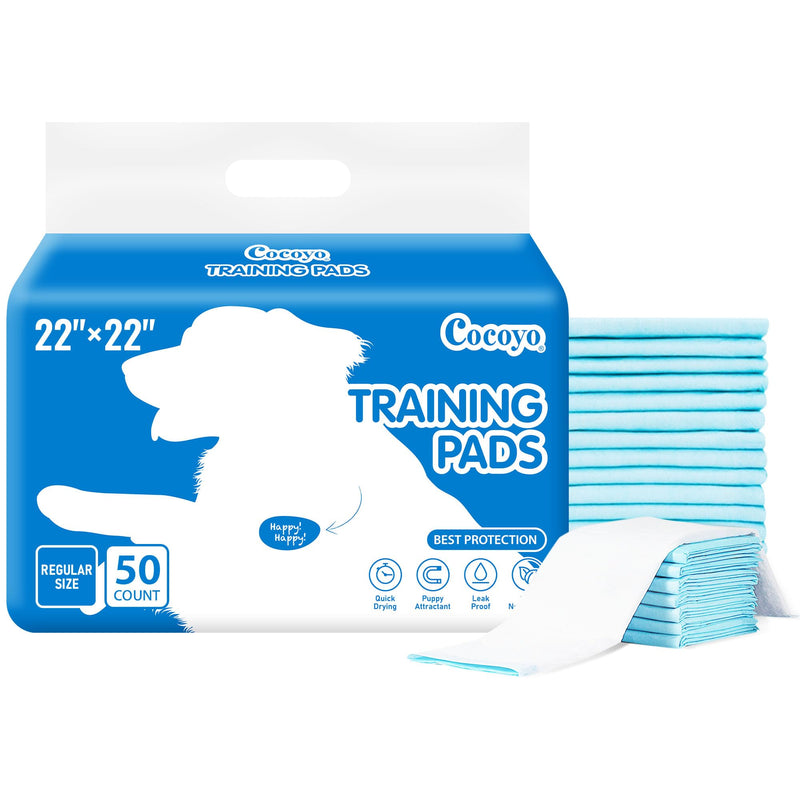 COCOYO Best Value 22"x22" Dog Training Pads 50 Count | Dog Pee Pads | Super Absorbent Puppy Pads,White 22" x 22"