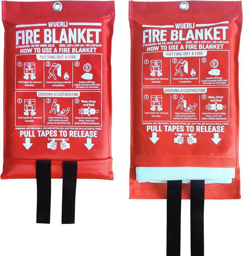 Fire Blanket for Home and Kitchen,40" x 40",2 Pack,Emergency Fire Blanket 40 in x 40 in 2-pack
