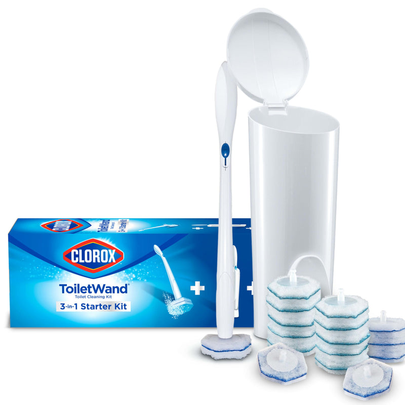 Clorox ToiletWand Toilet Bowl Cleaner- Toilet Brush, Storage Caddy and 16 Disinfecting Refill Heads 16 Count (Pack of 1)