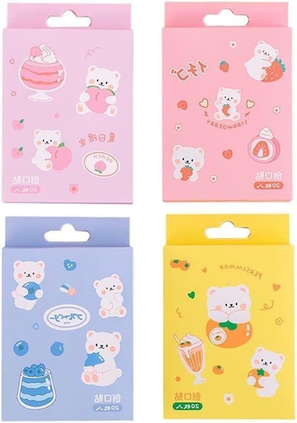 20 Pcs/Box Adhesive Bandages, Random Color Waterproof Band Aid, Cute Kids Bandages, Elastic Sticker,Cartoon Aid Patches Random Styles Adhesive