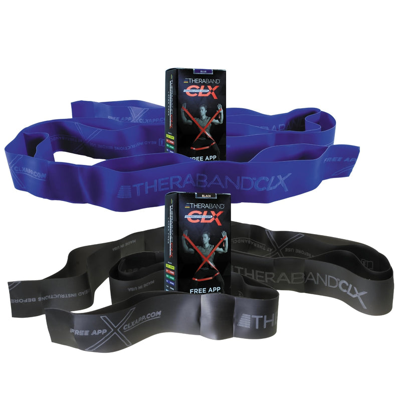 THERABAND CLX Resistance Band with Loops, 2 Pack Fitness Band for Home Exercise and Workouts, Portable Workout, Functionality for Athletes, 5â