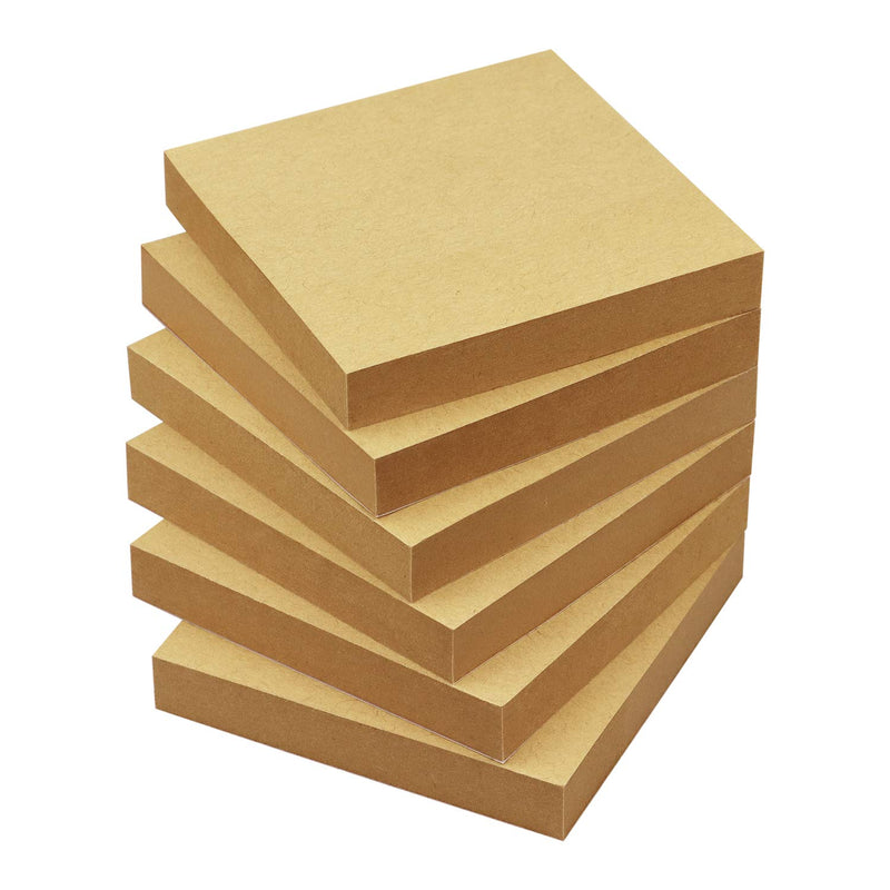 Sticky Notes 3x3 with Bright Colors, 6 Pads 100 Sheets/Pad (Kraft Paper)
