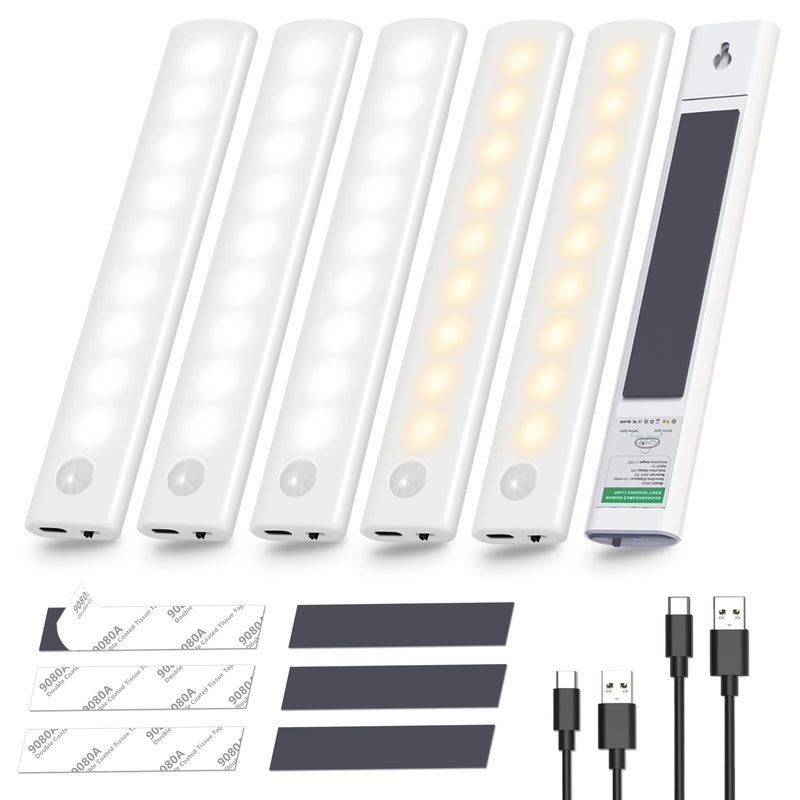 Akay&Tina Under Cabinet Lights, 2 Colors Closet Lights Motion Sensored Under Cabinet Lighting, Rechargeable Battery Operated Cupboard Light for