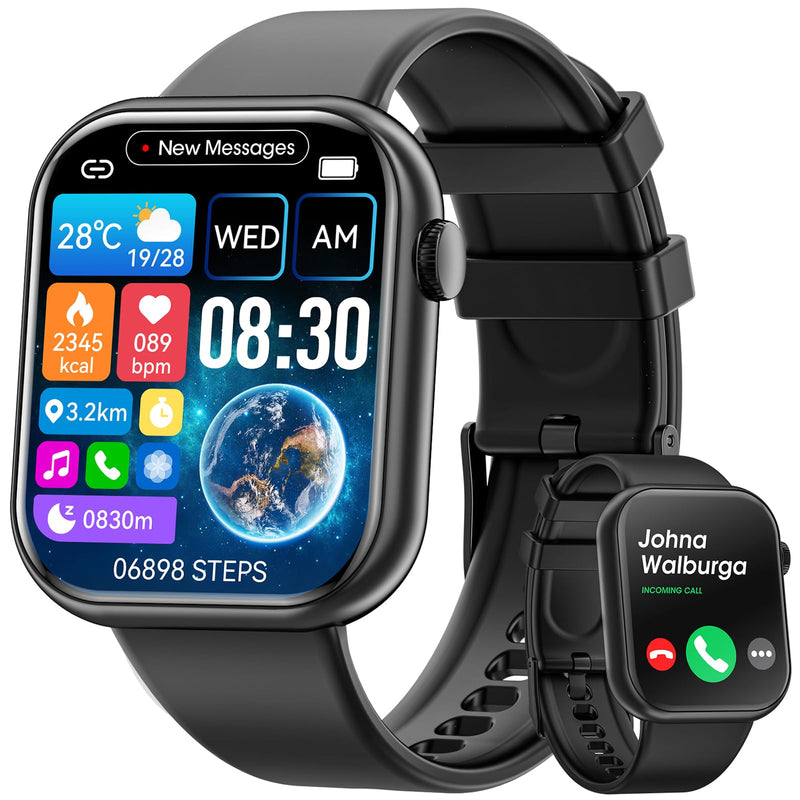 Hwagol Smart Watch (Answer/Make Call) 1.85inch Fitness Tracker, DIY Dials/Pedometer/Calories/Multiple Sport Modes/Voice Assistant, Smart Watches