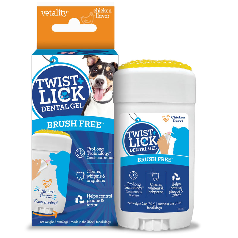 Twist + Lick Brush Free Dental Gel for Dogs, 30 Day Supply, Fresh Breath Chicken