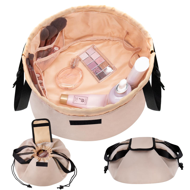 Barrel Drawstring Makeup Bag Large Travel Makeup Bag,Portable Large Capacity Cosmetic Bag Toiletry Organizer for Travel Accessories Make up
