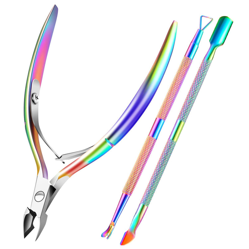 Cuticle Trimmer Cuticle Remover with Cuticle Pusher, XUNXMAS Professional Stainless Steel Durable Pedicure Manicure Tools Cutter Nipper Scissor
