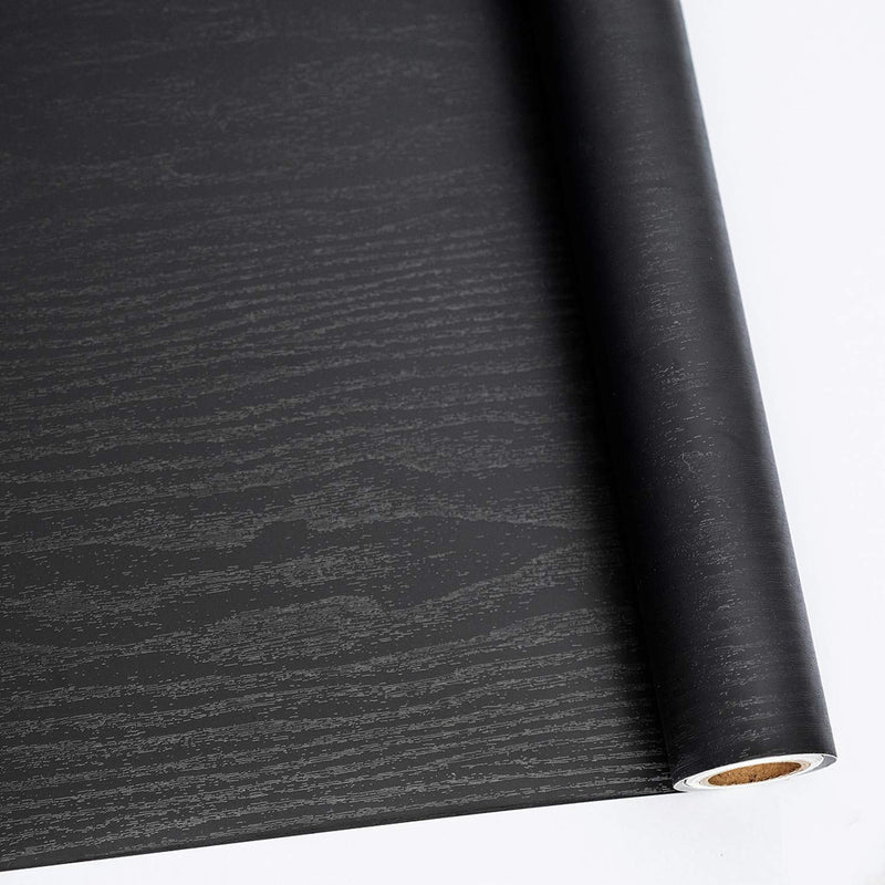 Abyssaly Black Contact Paper Peel and Stick - Wood Wallpaper Decorative Self-Adhesive Removable Vinyl Film - Easy to Install Thickening Upgrade