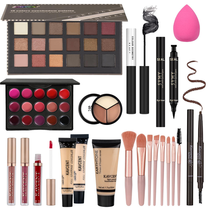 Makeup Set Makeup Kit for Women Full Kit Makeup Sets for Teens Teenagers Eyeshadow Palette Lip Gloss Foundation Mascara Eyeliner Contour Stick