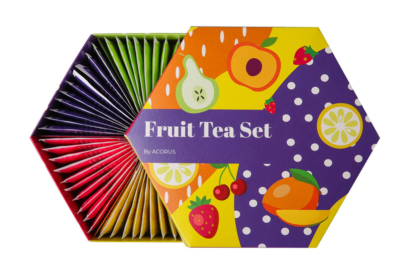 ACORUS Fruit Luxury Tea Set - Assorted Fruit and Herbal Teas Box, Tea Gift Set for Women and Tea Lovers, Large Variety Pack, 6 Flavor Sampler, 60 Bags