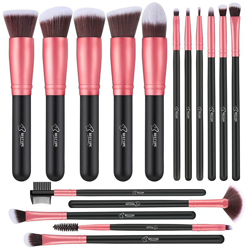 BESTOPE PRO Makeup Brushes 16 Pcs Makeup Brush Set, Blending Brush for Foundation, Premium Synthetic Powder Concealers Makeup Brushes for Eyes and