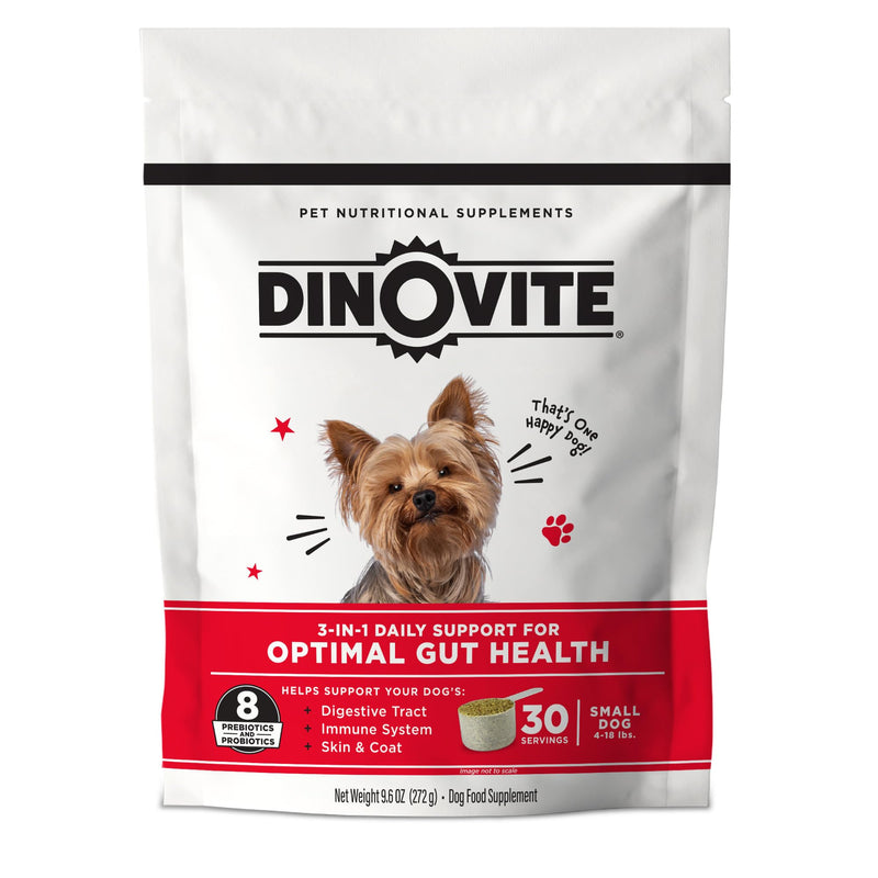 Dinovite Probiotics for Small Dogs, Probiotic Food Topper, 30 Servings | Probiotic Powder Food Topper, Omega-3 Fatty Acids, Digestive Health