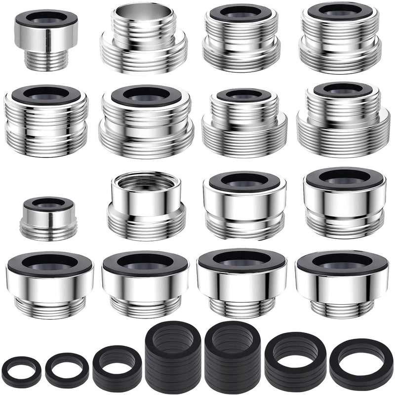 16 pcs Faucet Adapter Kit, CNYMANY Kitchen Aerator Adapter Set Male Female M22 Sink Faucet Adapter Connecting Garden Hose Water Filter Standard