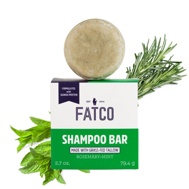 FATCO Shampoo Bar | Tallow-Based | Rosemary + Mint | Nourishing + Moisturizing | Great for All Hair Types | Zero Waste 2.7 oz