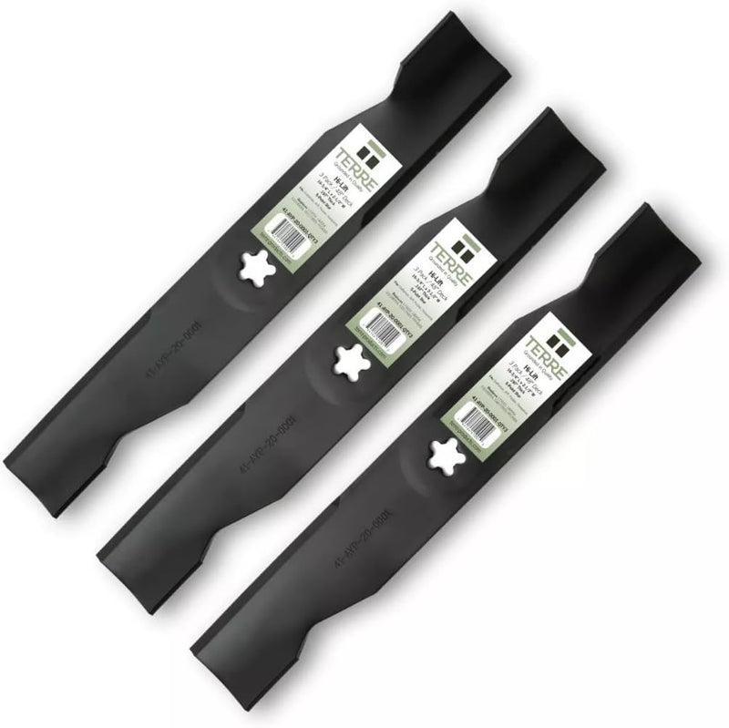 Terre Products, 3 Pack High Lift Lawn Mower Blades, 48 Inch Deck, Compatible with Poulan, Craftsman, Husqvarna YTH2348, YTH24V48, Replacement for